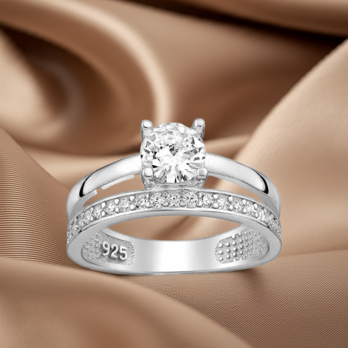 Inel Logodna din argint Sterling 925 cu diamante simulate [3]