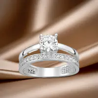 Inel Logodna din argint Sterling 925 cu diamante simulate [1]