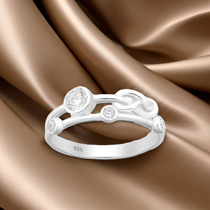 Inel Nod mic din argint Sterling 925 cu diamante simulate [1]