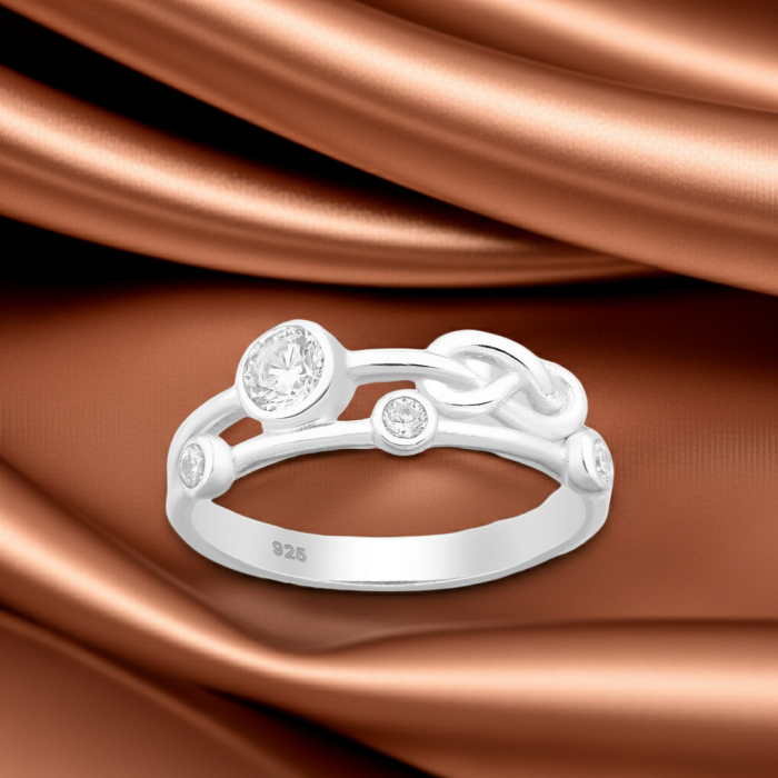 Inel Nod mic din argint Sterling 925 cu diamante simulate [3]