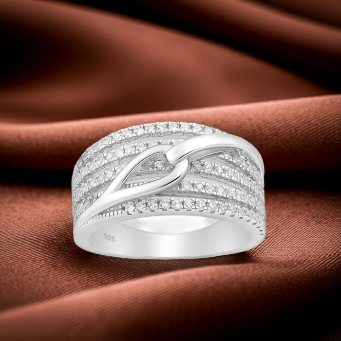 Inel Nod stratificat din argint Sterling 925 cu diamante simulate [1]