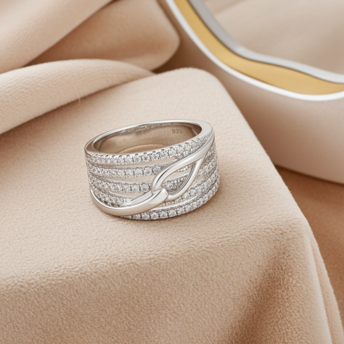 Inel Nod stratificat din argint Sterling 925 cu diamante simulate [2]