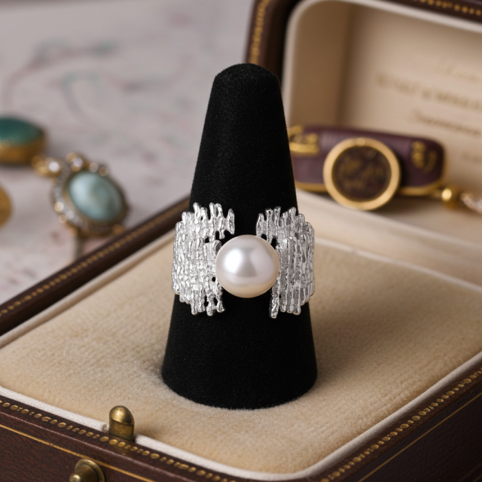 Inel reglabil din argint Sterling 925 cu perle de apa dulce [2]