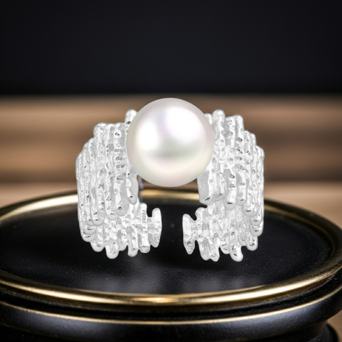 Inel reglabil din argint Sterling 925 cu perle de apa dulce [1]