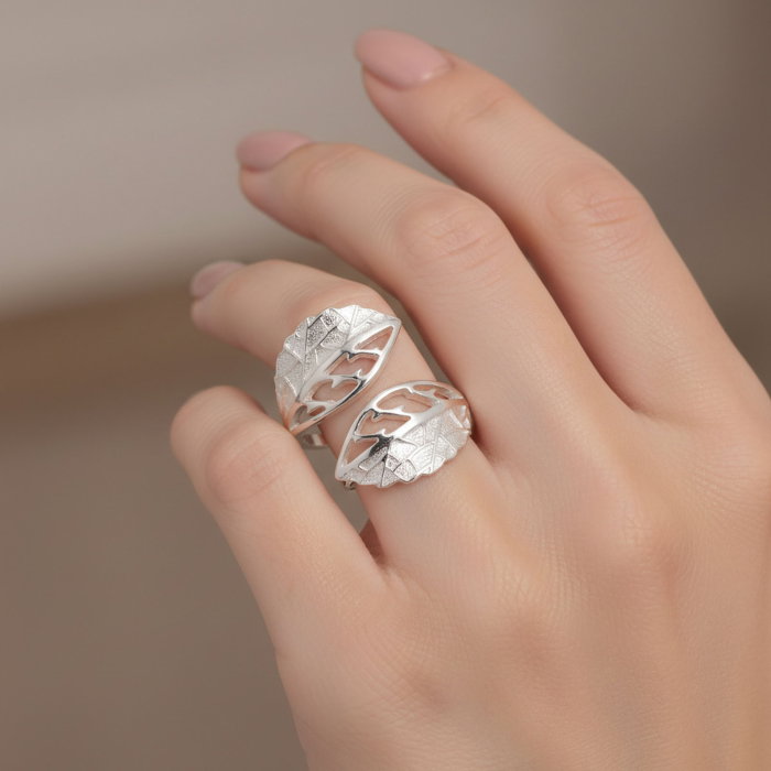 Inel reglabil Frunza din argint Sterling 925 [5]