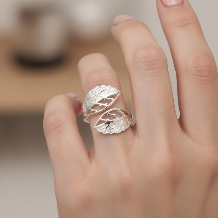 Inel reglabil Frunza din argint Sterling 925 [4]
