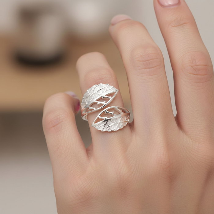 Inel reglabil Frunza din argint Sterling 925 [6]