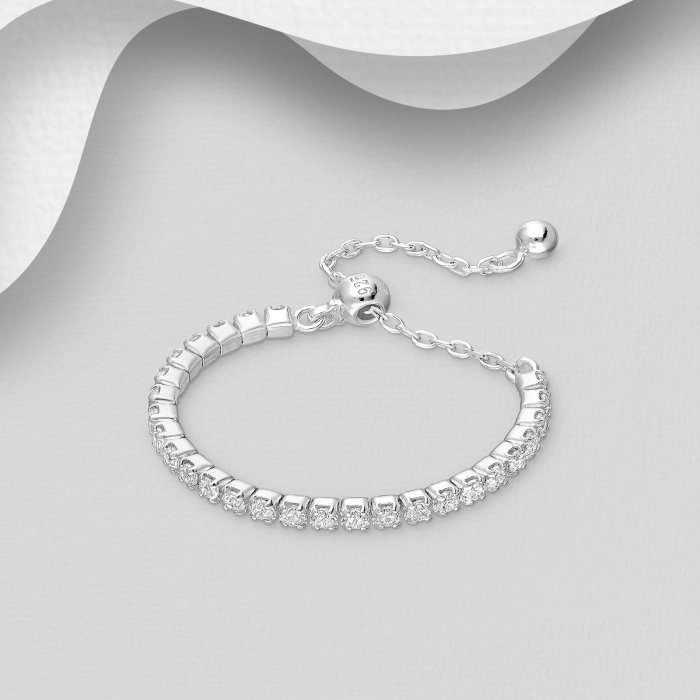 Inel reglabil Lant din argint Sterling 925 cu diamante simulate [3]