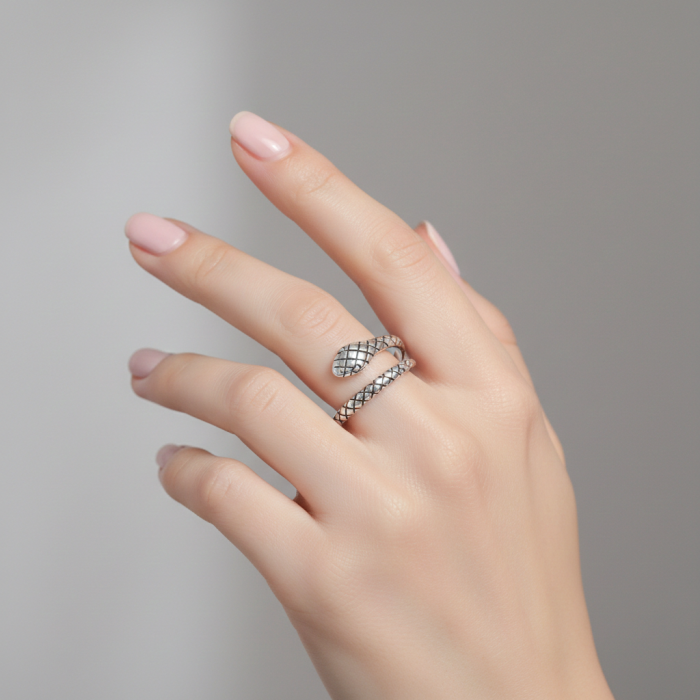 Inel reglabil Sarpe din argint Sterling 925 stil oxidat [2]