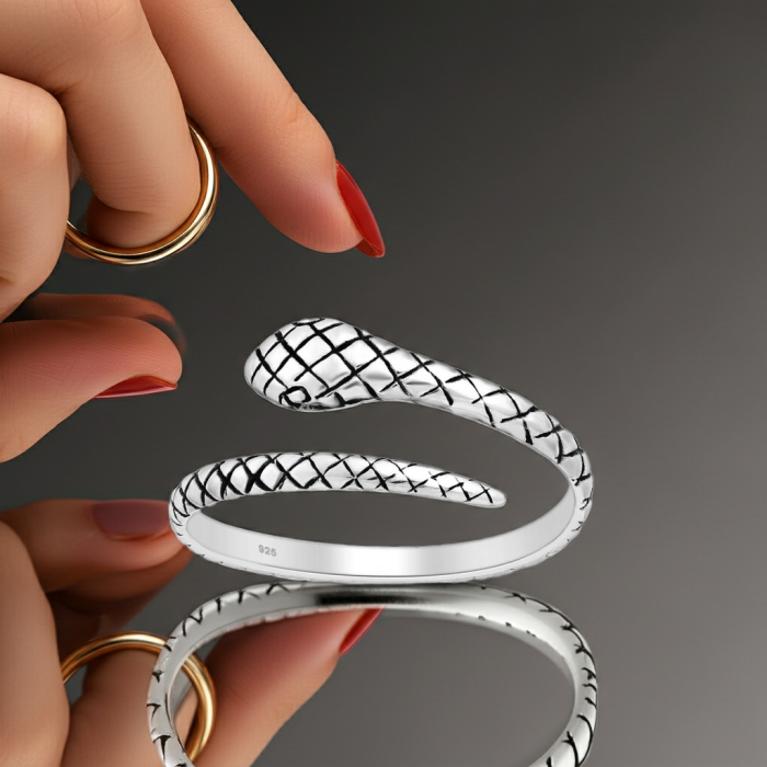 Inel reglabil Sarpe din argint Sterling 925 stil oxidat [1]