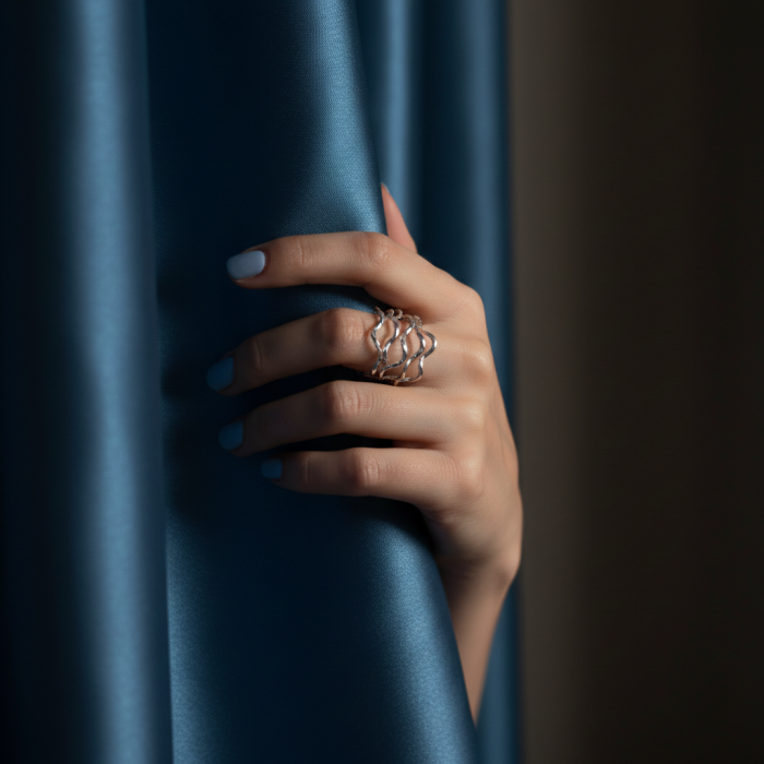 Inel Rețea ondulata din argint Sterling 925 [6]