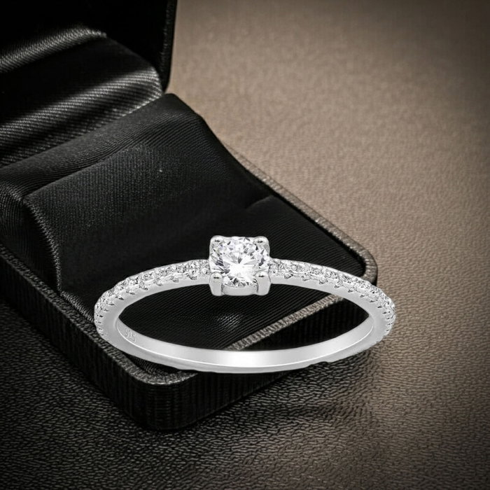 Inel stil logodna din argint Sterling 925 cu diamante simulate [3]