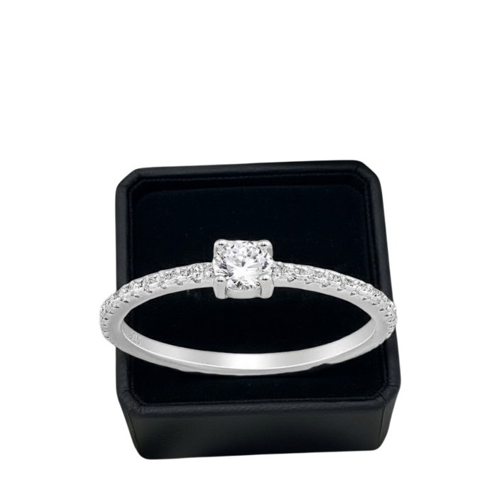 Inel stil logodna din argint Sterling 925 cu diamante simulate [8]