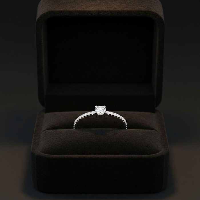 Inel stil logodna din argint Sterling 925 cu diamante simulate [4]
