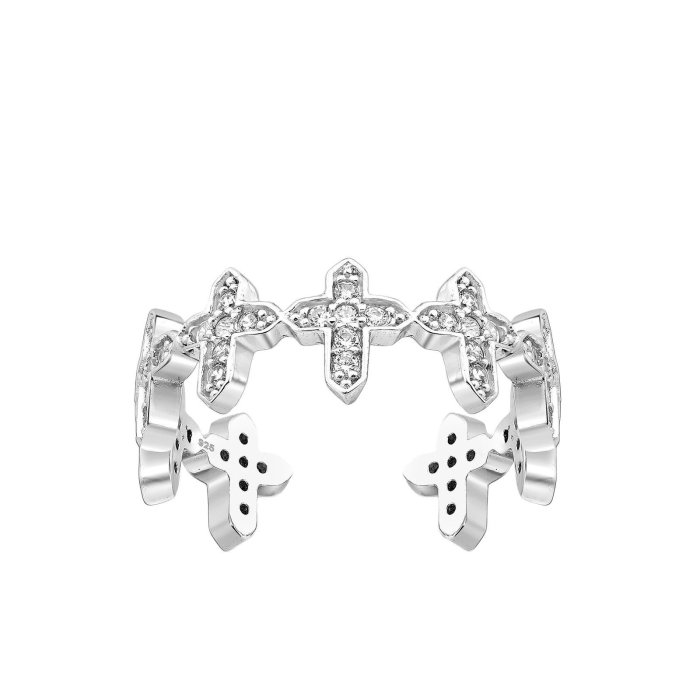 Inel tip cruciulițe înlănțuite, din argint 925, reglabil, decorat cu diamante simulate [3]