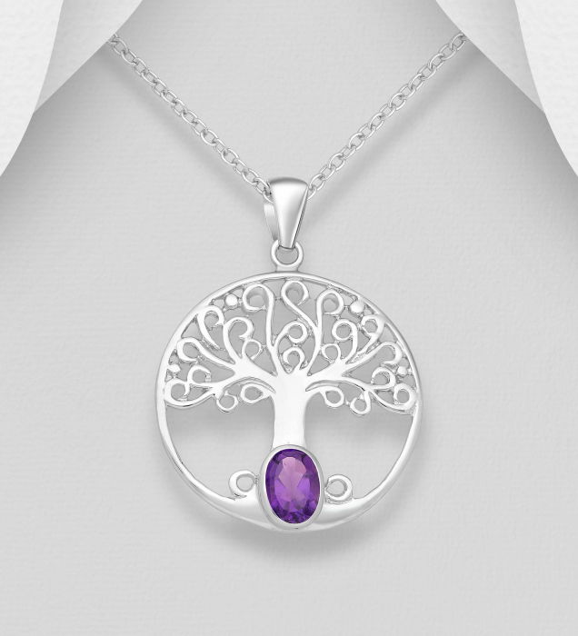 Colier Arborele Cosmic din argint 925 decorat cu ametist [1]
