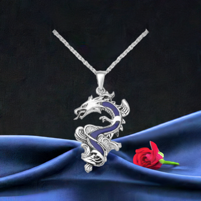 Colier Dragon din argint Sterling 925 cu rasina stil oxidat [1]
