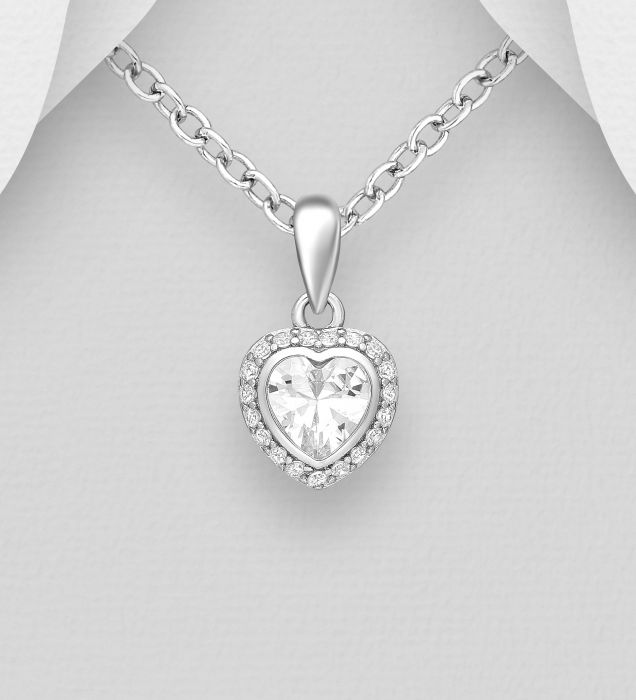Colier Mini Inimioara din argint Sterling 925 cu diamante simulate [3]