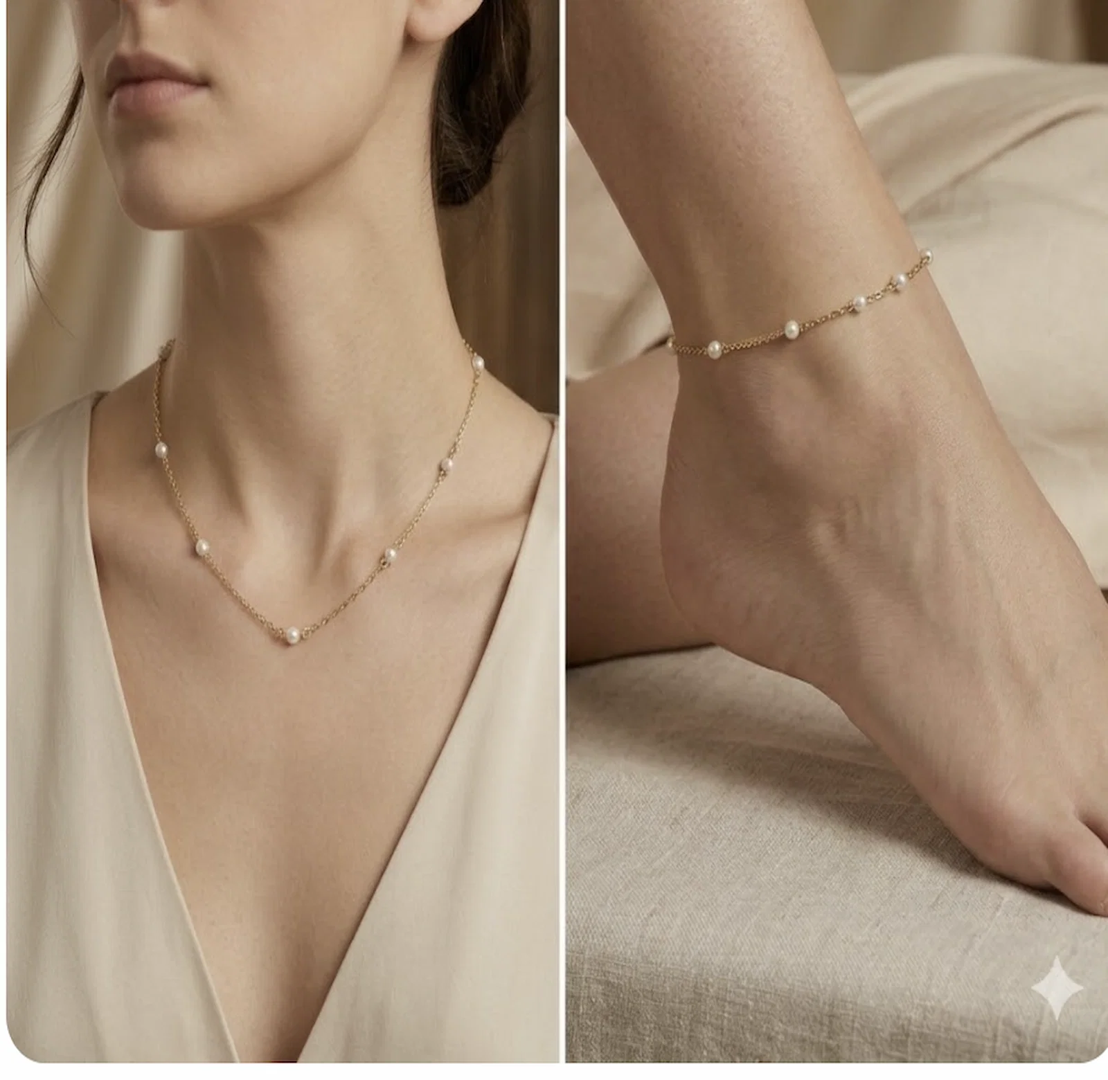 SET COLIER SI BRATARA GLEZNA PERLE, DIN ARGINT 925 PLACAT CU AUR [1]