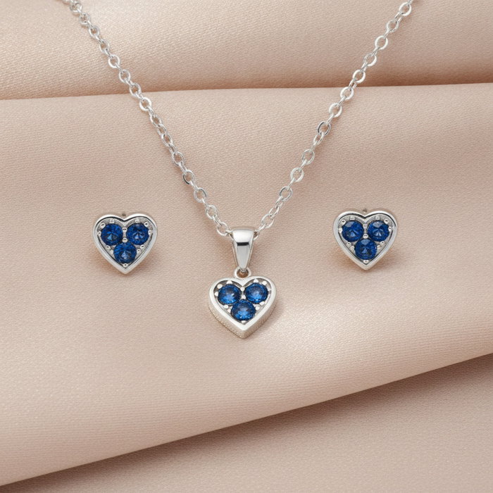 Set Inima colier si cercei din argint sterling 925 cu cristale austriece [8]