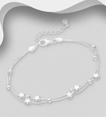 BRATARI ARGINT SIMPLE - Bratara cu bile si stelute din argint Sterling 925