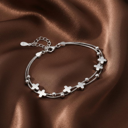 BRATARI - Bratara din argint Sterling 925 cu 2 lantisoare cu cruciulite