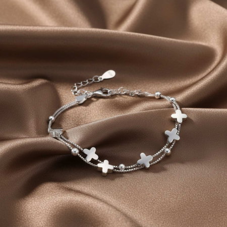 Bratara din argint Sterling 925 cu 2 lantisoare cu cruciulite [3]