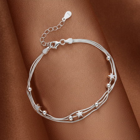 Bratara din argint Sterling 925 cu 3 lantisoare si stelute [2]