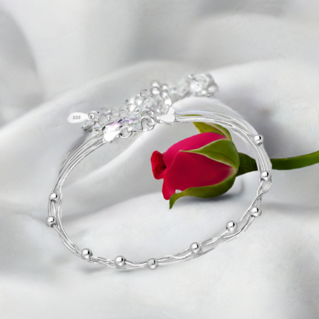 Bratara din argint Sterling 925 cu bile si 3 lantisoare [3]