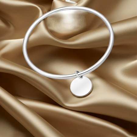 BIJUTERII ARGINT PENTRU BARBATI - Bratara fixa cu medalion din argint Sterling 925