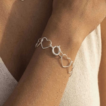 BRATARI ARGINT DAMA - Bratara Lant de Inimioare din argint Sterling 925