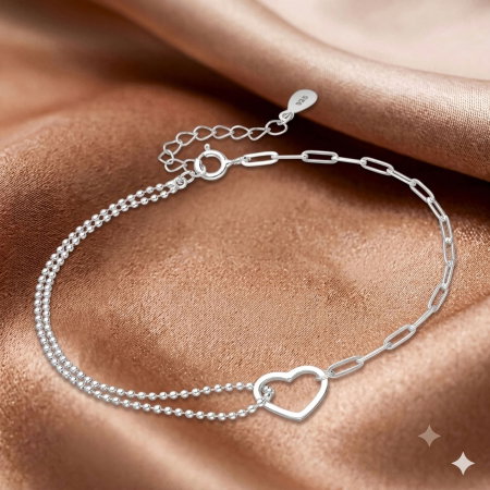 BRATARI - Bratara reglabila cu inimioara din argint Sterling 925