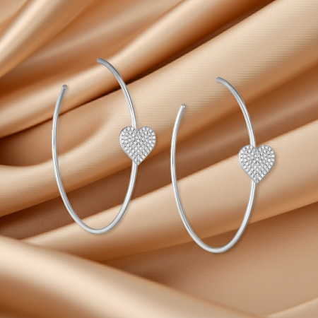 Cercei Cerc Argint 925 Inimioara cu Diamante Simulate – Colectia Love [2]