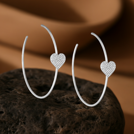 Cercei Cerc Argint 925 Inimioara cu Diamante Simulate – Colectia Love [3]