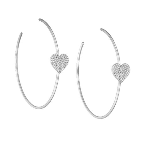 CERCEI ARGINT CU PIETRE - Cercei Cerc Argint 925 Inimioara cu Diamante Simulate – Colectia Love