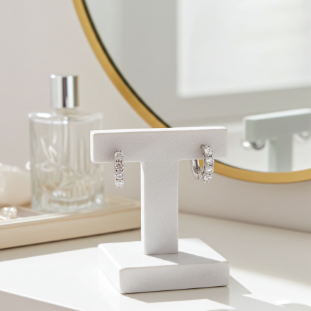 Cercei  Cerc mic din argint Sterling 925 cu diamante simulate [3]