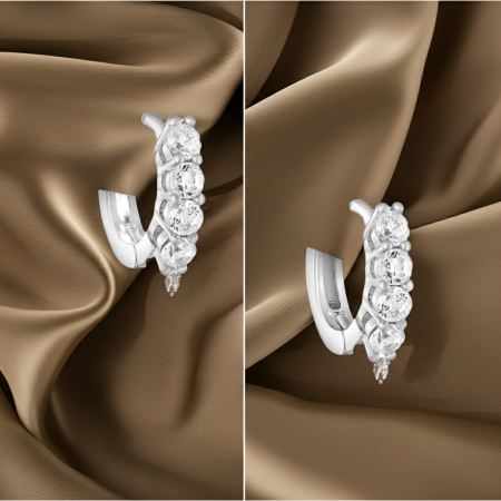 CERCEI ARGINT CU PIETRE - Cercei  Cerc mic din argint Sterling 925 cu diamante simulate