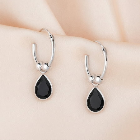 CERCEI ARGINT DAMA - Cercei Cerc picatura din argint Sterling 925 cu diamante simulate