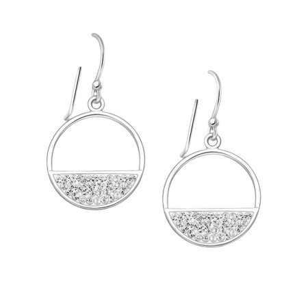 CERCEI ARGINT CU PIETRE - Cercei Cerc-semicerc din argint Sterling 925 cu cristale de sticla