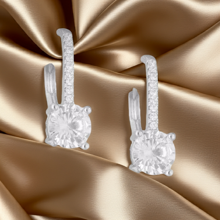 BIJUTERII SI CEASURI - Cercei Clasici din argint Sterling 925 cu diamante simulate