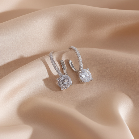Cercei Clasici din argint Sterling 925 cu diamante simulate [4]
