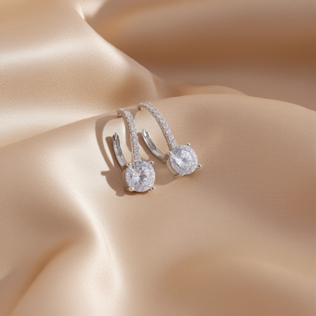 Cercei Clasici din argint Sterling 925 cu diamante simulate [3]