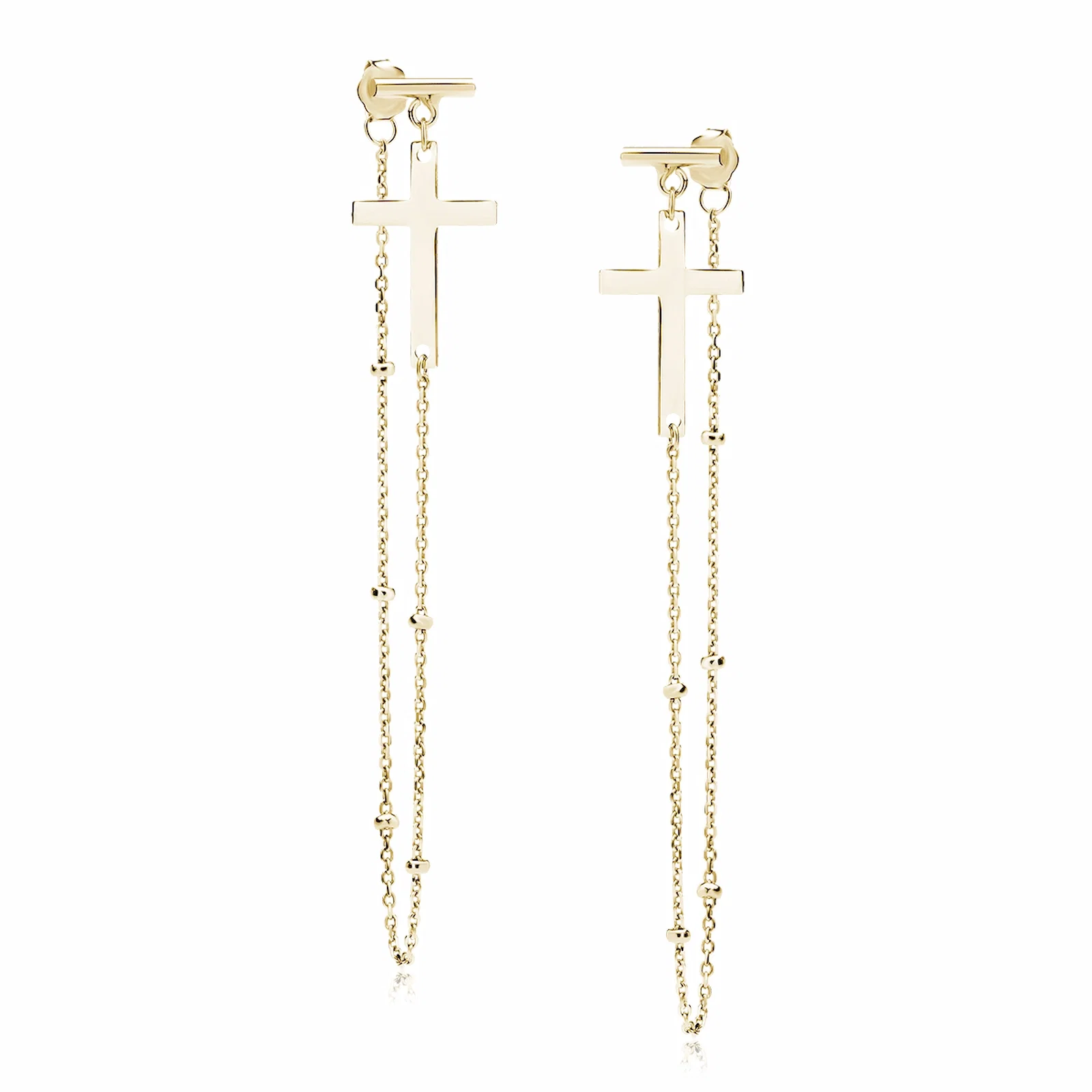 CERCEI ARGINT SIMPLI - cercei-cruciulita-bilute-lantisor-argint-925-placat-aur-14k