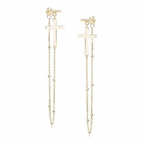 CERCEI ARGINT SIMPLI - cercei-cruciulita-bilute-lantisor-argint-925-placat-aur-14k