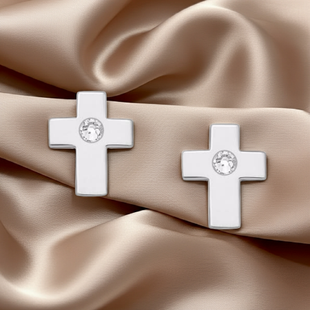 CERCEI ARGINT CU PIETRE - Cercei Cruciulita din argint Sterling 925 cu cristale fine austriece