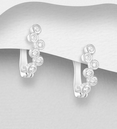 CERCEI ARGINT CU PIETRE - Cercei Omega din argint Sterling 925 cu diamante simulate
