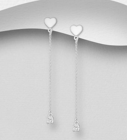 CERCEI ARGINT CU PIETRE - Cercei Inimioara din argint Sterling 925 cu diamante simulate