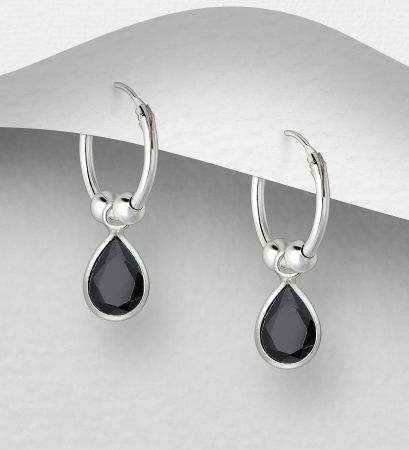 CERCEI ARGINT CU PIETRE - Cercei Cerc picatura din argint Sterling 925 cu diamante simulate