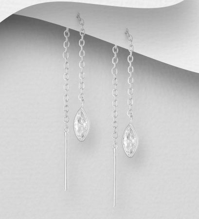 CERCEI ARGINT CU PIETRE - Cercei Lant din argint Sterling 925 cu un diamant simulat