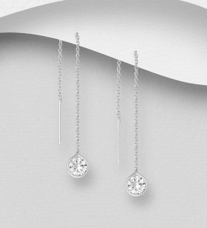 Cercei Fir din argint Sterling 925 cu un diamant simulat [1]